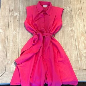 Calvin Klein Vibrant Pink Button-Down Mini Dress